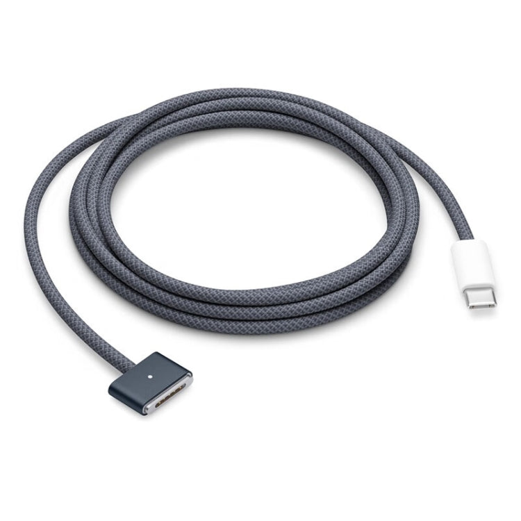 Cáp dữ liệu sạc nhanh bện USB-C / Type-C sang Magsafe 3, Chiều dài: 2m, Màu xanh dương, Trắng