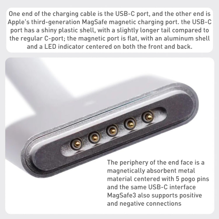 Cáp dữ liệu sạc nhanh USB-C / Type-C sang Magsafe 3 A2363, Chiều dài: 2m, Cáp dữ liệu sạc nhanh USB-C / Type-C sang Magsafe 3 A2363