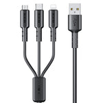 WEKOME WDC-02 Dòng Năng Lượng Thủy Triều 3A Cáp Dữ Liệu USB sang 8 Pin+Type-C+Micro USB 3 trong 1 PVC, Chiều dài: 1.2m