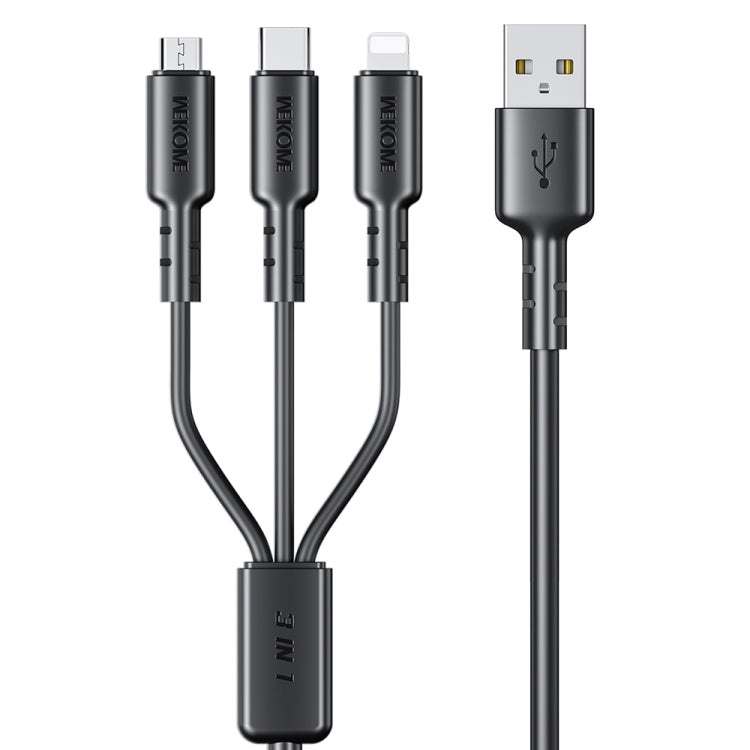 WEKOME WDC-02 Dòng Năng Lượng Thủy Triều 3A Cáp Dữ Liệu USB sang 8 Pin+Type-C+Micro USB 3 trong 1 PVC, Chiều dài: 1.2m