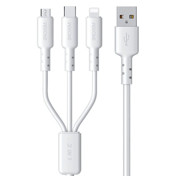 WEKOME WDC-02 Dòng Năng Lượng Thủy Triều 3A Cáp Dữ Liệu USB sang 8 Pin+Type-C+Micro USB 3 trong 1 PVC, Chiều dài: 1.2m
