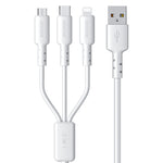 WEKOME WDC-02 Dòng Năng Lượng Thủy Triều 3A Cáp Dữ Liệu USB sang 8 Pin+Type-C+Micro USB 3 trong 1 PVC, Chiều dài: 1.2m