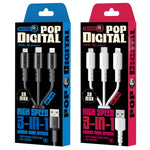 WEKOME WDC-02 Dòng Năng Lượng Thủy Triều 3A Cáp Dữ Liệu USB sang 8 Pin+Type-C+Micro USB 3 trong 1 PVC, Chiều dài: 1.2m