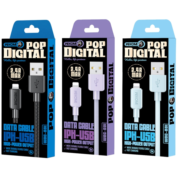 WEKOME WDC-03 Dòng Năng Lượng Thủy Triều 2.4A Cáp Dữ Liệu USB sang 8 Pin Dây Bện, Chiều dài: 1m, USB sang 8 Pin