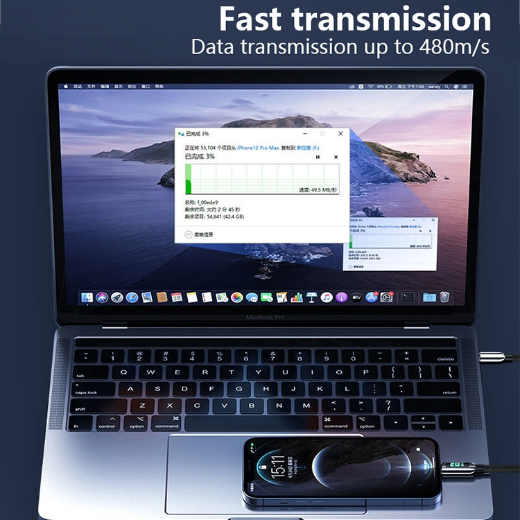 Mutural Li-CC001 Cáp Sạc Dữ Liệu USB-C / Type-C sang 8 Pin 1.2m PD20W Màn Hình Kỹ Thuật Số, Type-C sang 8 Pin