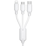 Cáp dữ liệu sạc nhanh WK WDC-103 3A 3 trong 1 8 Pin + Micro USB + Type-C / USB-C Fullspeed Pro, chiều dài: 1.15m