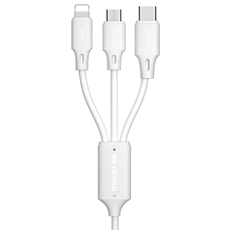 Cáp dữ liệu sạc nhanh WK WDC-103 3A 3 trong 1 8 Pin + Micro USB + Type-C / USB-C Fullspeed Pro, chiều dài: 1.15m