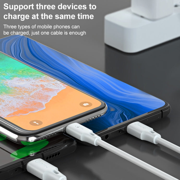 Cáp dữ liệu sạc nhanh WK WDC-103 3A 3 trong 1 8 Pin + Micro USB + Type-C / USB-C Fullspeed Pro, chiều dài: 1.15m