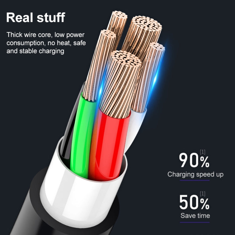 Cáp dữ liệu sạc nhanh WK WDC-103 3A 3 trong 1 8 Pin + Micro USB + Type-C / USB-C Fullspeed Pro, chiều dài: 1.15m