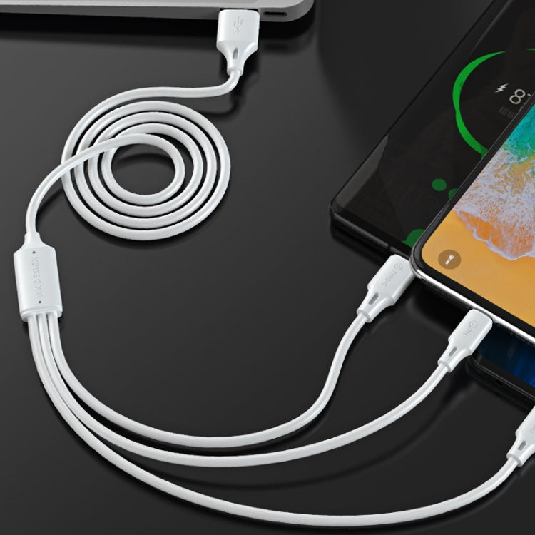 Cáp dữ liệu sạc nhanh WK WDC-103 3A 3 trong 1 8 Pin + Micro USB + Type-C / USB-C Fullspeed Pro, chiều dài: 1.15m