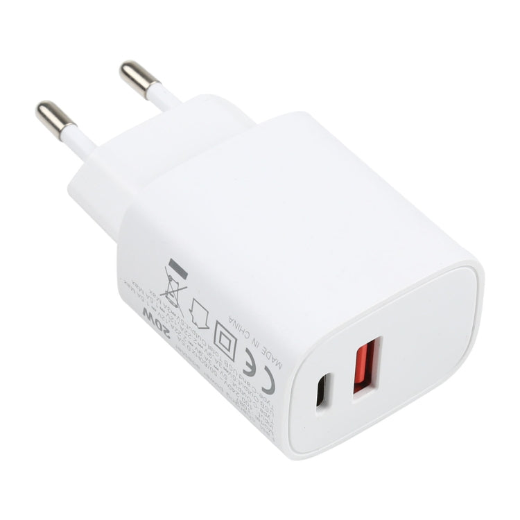 T087 Bộ Sạc Du Lịch 20W USB-C / Type-C + USB Cổng Sạc Nhanh, Phích Cắm EU, Phích Cắm EU