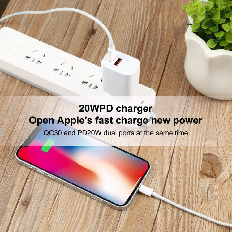 T087 Bộ Sạc Du Lịch 20W USB-C / Type-C + USB Cổng Sạc Nhanh, Phích Cắm EU, Phích Cắm EU