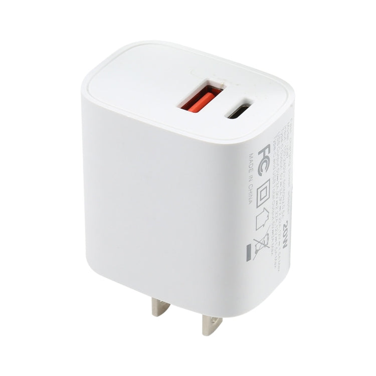 U087 Bộ Sạc Du Lịch 20W USB-C / Type-C + USB Cổng Sạc Nhanh, Phích Cắm US, Phích Cắm US