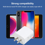 U087 Bộ Sạc Du Lịch 20W USB-C / Type-C + USB Cổng Sạc Nhanh, Phích Cắm US, Phích Cắm US