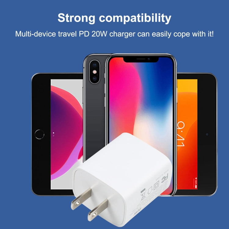 U087 Bộ Sạc Du Lịch 20W USB-C / Type-C + USB Cổng Sạc Nhanh, Phích Cắm US, Phích Cắm US