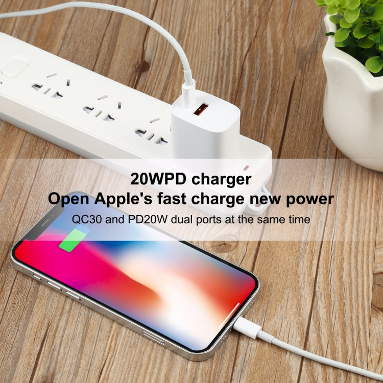 U087 Bộ Sạc Du Lịch 20W USB-C / Type-C + USB Cổng Sạc Nhanh, Phích Cắm US, Phích Cắm US
