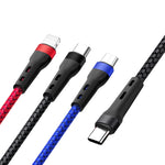 Cáp dữ liệu sạc 100W 6A Type-C sang 8 Pin + Type-C + Micro USB, dài 1.3m