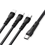 Cáp dữ liệu sạc 100W 6A Type-C sang 8 Pin + Type-C + Micro USB, dài 1.3m