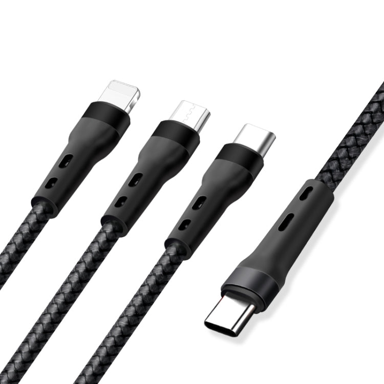 Cáp dữ liệu sạc 100W 6A Type-C sang 8 Pin + Type-C + Micro USB, dài 1.3m