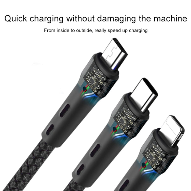Cáp dữ liệu sạc 100W 6A Type-C sang 8 Pin + Type-C + Micro USB, dài 1.3m
