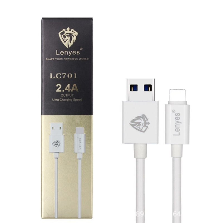 Cáp sạc nhanh đồng bộ dữ liệu USB sang 8 Pin PVC Lenyes LC701 1.5m 2.4A, 1.5m 8 Pin