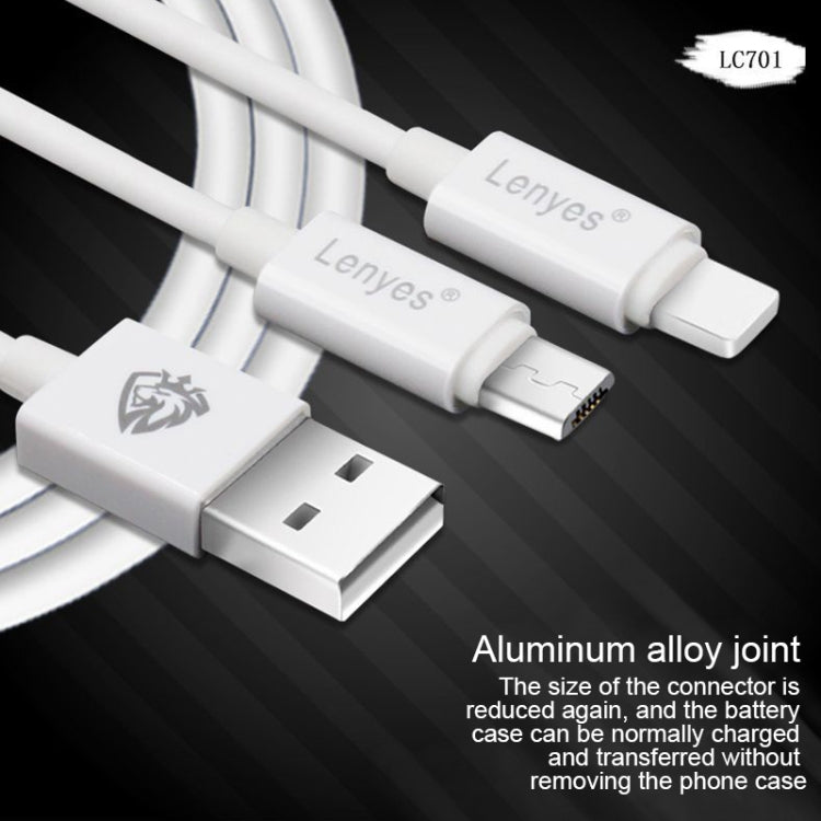 Cáp sạc nhanh đồng bộ dữ liệu USB sang 8 Pin PVC Lenyes LC701 1.5m 2.4A, 1.5m 8 Pin