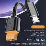Cáp Dữ Liệu USB-C / Type-C sang XT60, Chiều Dài: 50cm, 50cm
