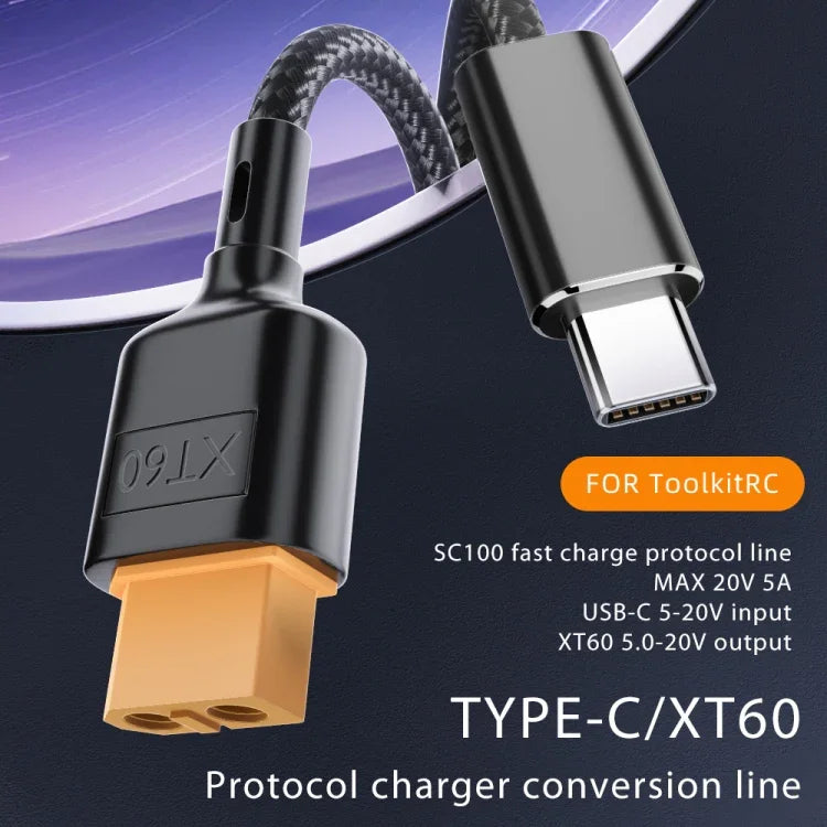 Cáp Dữ Liệu USB-C / Type-C sang XT60, Chiều Dài: 50cm, 50cm