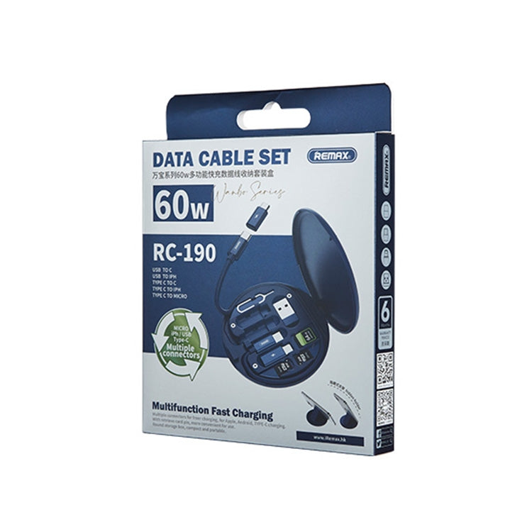 REMAX RC-190 Bộ dây sạc nhanh 60W dòng Wanbo, hộp lưu trữ đa chức năng bộ set