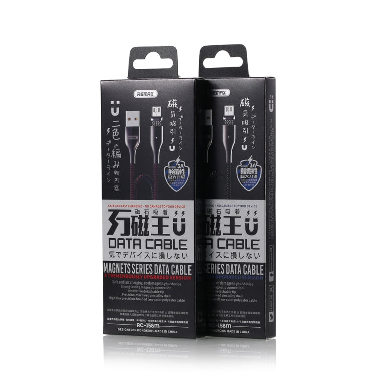 Cáp Dữ Liệu Dệt Hai Màu Polyester Hút Nam Châm Sạc + Truyền Dữ Liệu USB Sang Micro USB 3A REMAX RC-158m, Chiều Dài Cáp: 1m, Micro USB