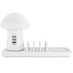 Trạm sạc điện thoại di động HQ-UD12 đa năng 4 trong 1 40W QC3.0 với 3 cổng USB + sạc không dây, đèn LED hình nấm, chiều dài: 1.2m, phích cắm UK