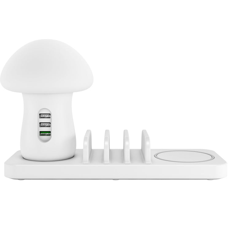 Trạm sạc điện thoại di động HQ-UD12 đa năng 4 trong 1 40W QC3.0 với 3 cổng USB + sạc không dây, đèn LED hình nấm, chiều dài: 1.2m, phích cắm UK