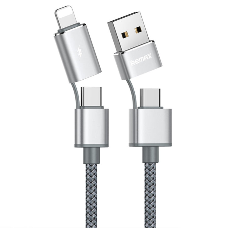 Dây cáp sạc đồng bộ dữ liệu REMAX RC-020t 2.4A Aurora Series 4 trong 1 8 Pin + USB + 2 x Type-C, chiều dài cáp: 1m