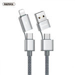 Dây cáp sạc đồng bộ dữ liệu REMAX RC-020t 2.4A Aurora Series 4 trong 1 8 Pin + USB + 2 x Type-C, chiều dài cáp: 1m