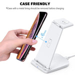 Sạc không dây đa chức năng 3 trong 1 QC 3.0 10W đứng, có chức năng giá đỡ, phù hợp cho điện thoại di động / Apple Watch / AirPods