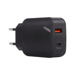 LZ-819A+C QC3.0 USB + PD 18W USB-C / Type-C Bộ Sạc Du Lịch Có Đèn Báo, Phích Cắm EU, Phích Cắm EU