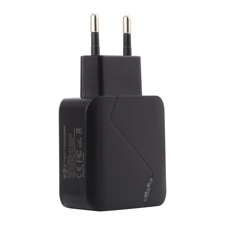 LZ-819A+C QC3.0 USB + PD 18W USB-C / Type-C Bộ Sạc Du Lịch Có Đèn Báo, Phích Cắm EU, Phích Cắm EU