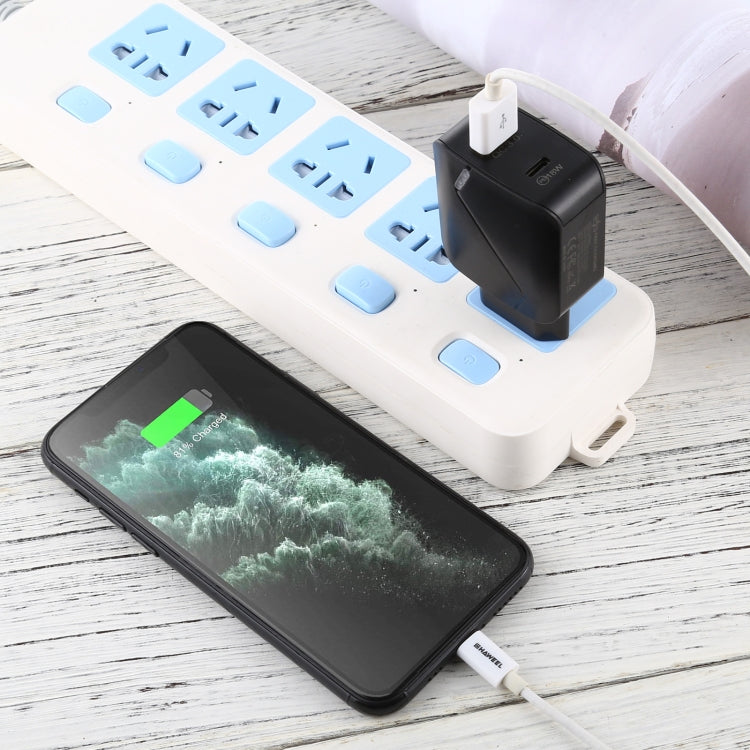 LZ-819A+C QC3.0 USB + PD 18W USB-C / Type-C Bộ Sạc Du Lịch Có Đèn Báo, Phích Cắm EU, Phích Cắm EU