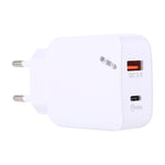 LZ-819A+C QC3.0 USB + PD 18W USB-C / Type-C Bộ Sạc Du Lịch Có Đèn Báo, Phích Cắm EU, Phích Cắm EU