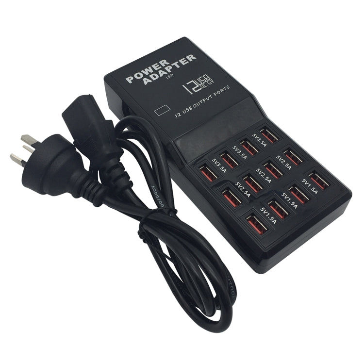 Đế sạc nhanh thông minh để bàn W-858 12A 12 cổng USB, AC100-240V, phích cắm AU, phích cắm AU