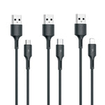 Cáp dữ liệu sạc nhanh 3A USB sang 8 chân WK WDC-136, USB sang 8 chân (Đen), USB sang 8 chân (Trắng)