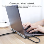 Bộ chia HUB 11 trong 1 RJ45 + 87W PD + SD/TF + USBx3 + HDMI + VGA + AUX 3.5mm sang Type-C, 11 trong 1