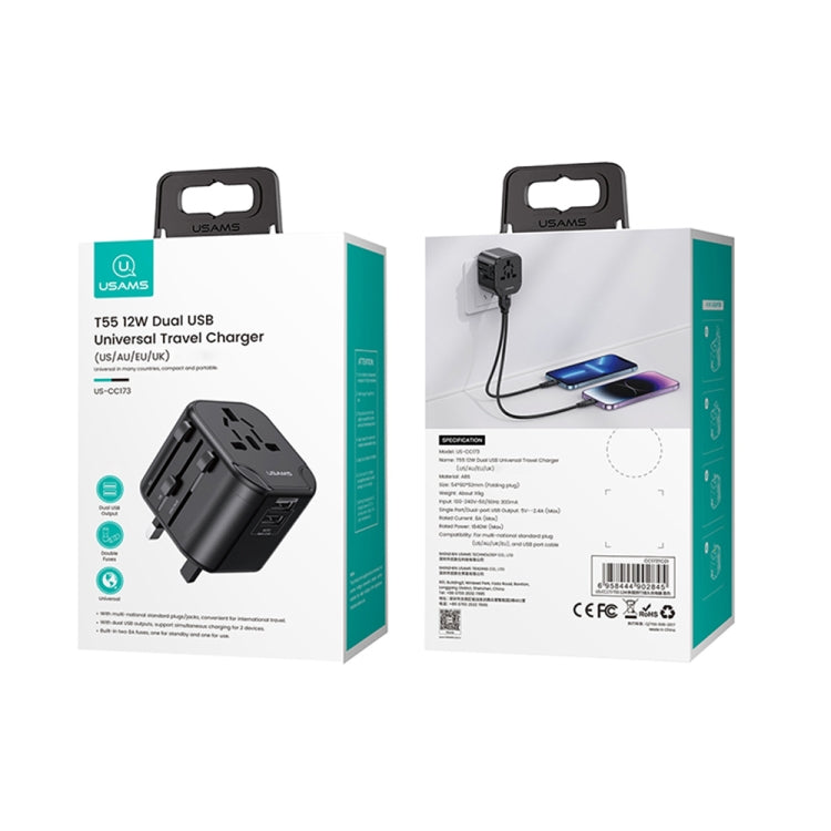 Sạc du lịch đa năng USAMS US-CC173 T55 12W, US-CC173 T55