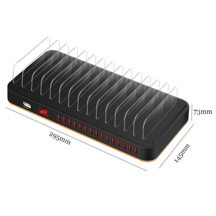 Đế sạc nhanh USB 15 cổng 100W WLX-815 kèm giá đỡ điện thoại & máy tính bảng, phích cắm US 100W, phích cắm EU 100W, phích cắm UK 100W, phích cắm AU 100W
