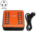 Trạm sạc thông minh màn hình kỹ thuật số USB 40 cổng 200W WLX-840 AC100-240V, phích cắm AU (Đen+Cam), phích cắm AU