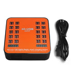 Trạm sạc thông minh màn hình kỹ thuật số USB 40 cổng 200W WLX-840 AC100-240V, phích cắm US (Đen+Cam), phích cắm US