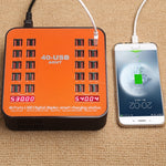 Trạm sạc thông minh màn hình kỹ thuật số USB 40 cổng 200W WLX-840 AC100-240V, phích cắm US (Đen+Cam), phích cắm US