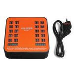 Trạm sạc thông minh màn hình kỹ thuật số USB 40 cổng 200W WLX-840 AC100-240V, phích cắm UK (Đen+Cam), phích cắm UK