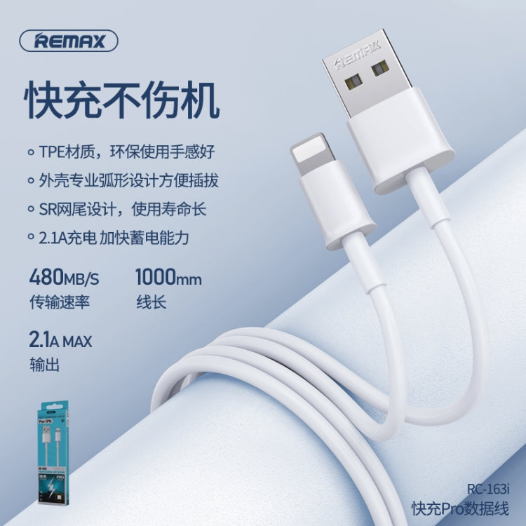 Cáp dữ liệu sạc nhanh Pro 2.1A 8 chân Remax RC-163i, chiều dài: 1m, 8 chân