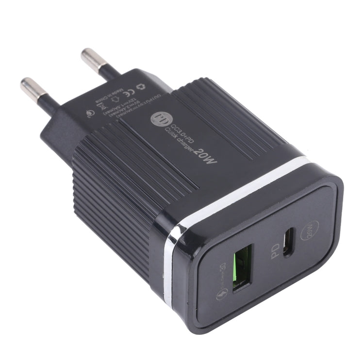 46-A2C2 Bộ Sạc Nhanh Đa Năng 20W PD + QC3.0 USB, Phích Cắm EU, Phích Cắm EU